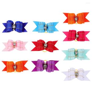 Abbigliamento per cani 10 pezzi Fiocchi per capelli di Halloween Animali domestici Papillon con accessori in elastico Colore misto