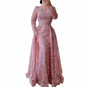 Serene Hill Muslim Gray A-Line Evening Dres klänningar 2024 LACE Pärlad lyx för Woman Wedding Party LA71211 O0FP#