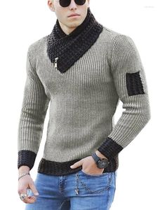 Herrenpullover 2024 Europäischer und amerikanischer Schalkragenpullover Strickpullover Langärmeliger, gespleißter Mantel