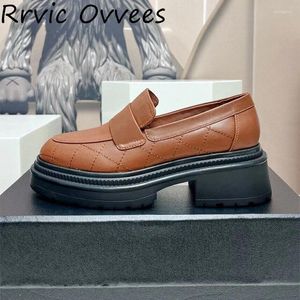 Sapatos casuais outono fundo plano mocassins grossos mulheres couro genuíno dedo do pé redondo cor sólida anti deslizamento andando oxford britânico