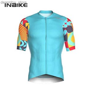 Cycling Jackets INBIKE 2024 Summer Bicycle jersey mens short sleeved quick drying mens cycling shirt with 3 pockets and full zip MTB clothing24329