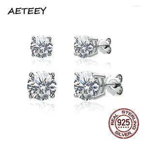 Kolczyki stadnorskie Aeteey Real Moissanite Diamond D Color 1Ct S925 SREBRE SREBRE 4 PRONG Wedding Fine Biżuter