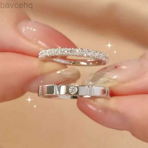 Wedding Rings 925 Sterling Silver Bow Couple Open Ring Wedding Proposal Ring Flash Diamond Men and Women Pair Ring New Fashion Jewelry Gift 24329