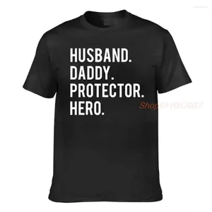 Women's T Shirts Husband Daddy Protector Hero Fathers Day Gifts Funny Dad Men Shirt Women Tops Tees Female Casual T-shirts