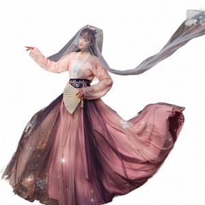 Traditial Hanfu Women Oriental Dance Costume Festival衣装歌手Rave Performance Clothing Chinese Fairy Dr DC4382 G47H＃