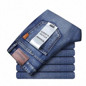 busin Men's Jeans Casual Straight Stretch Fi Classic Blue Work Denim Trousers Male WTHINLEE Brand Clothing Size 28-40 d6gu#