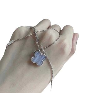 Designer Brand Van High Edition Purple Chalcedony Necklace Lucky Four Leaf Grass Glod Thickened Platinum Plated Small Style Design Sweet With logo