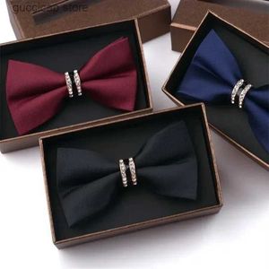 Bow Ties British Mens Bow Tie Mens Sidal Wedding Tie Corean Double Layer Groom Tie Tide Toddlers Y240329