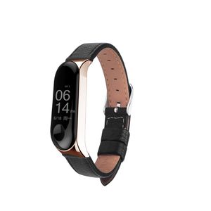 Färgglada läder svart rosguldfodral för Xiaomi Miband 6 4 5 rem för Amazfit Mi Band 5 4 3 6 Armband Rem Smart Watch Band