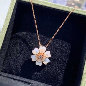 Designer Brand Van Flower Necklace 925 Sterling Silver Placed 18k Gold White Shell عباد الشمس ستة سلسلة من طوق قلادة البتلة