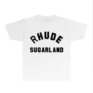 Ny Rhude Summer Tshirt Mens Designer T Shirt Womens Fashion Clothes RH093 Square Text Tryckt kortärmad t-shirt Trend Brand Size S-XXL