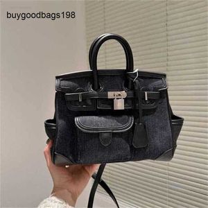 Borsa da carico Borse 7a fatte a mano Borse in pelle patchwork di tela Zaini firmati Valore facciale Fondo rigido Denim straniero portatile