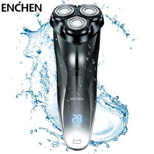 Enchen uppladdningsbar IPX7 Vattentät elektrisk rakapparat Våt och torra män Rotary Shavers Electric Shaving Razors med pop-up Trimmer 240325