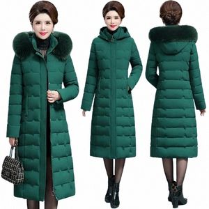 20203 Nya medelålders kvinnor ner Cott Coat Winter LG Warm Quilted Cott Jacket Female Hooded Parka Overcoat 6xl V5ik#