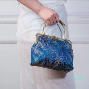 Kvällspåsar din säsong handgjorda damer vintage cheongsam handväska bankett blommor kvinnor elegant hand axelväska kinesisk stil