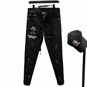 Ny ankomst FI Luxury Brand Designer med tryckt hip-hop pojkvän herrarna Slim Luxury Denim Jeans Pants Cowboy Pants for Men V1IC#