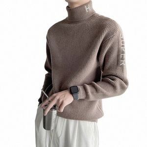 Männer Kleidung Hoher Kragen Strickpullover für Männer Pullover Rollkragen Weißer Buchstabe Verkauf Neu in den meistverkauften Produkten 2024 Warm S W2O5 #