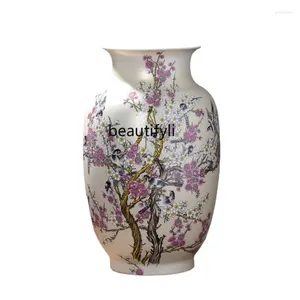 Vasi Vaso da pavimento in ceramica Jingdezhen Grande soggiorno cinese Disposizione dei fiori Decorazione Mobile TV Ornamento Artigianato