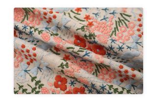 Fabric Meizi Flower Sea Embroidery Fabric Bamboo Knot Cotton Hemp DIY Handmade 45120CM