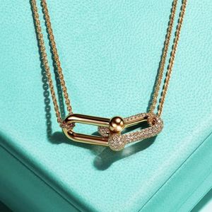 U Double Necklace Love Link Chain Mens Gold Classic Designer Woman Heart Necklace Jewelry Choker Have Diamond