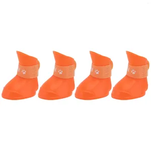 Vestuário para cães Pequeno cachorrinho de estimação Anti-derrapante Botas de neve de chuva Cores doces Sapatos impermeáveis de borracha - Tamanho M (Laranja)