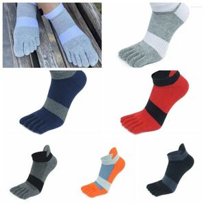 Meias masculinas de algodão com cinco dedos, meias esportivas sem mostrar os dedos, anti fricção, malha confortável, respirável e anti-odor