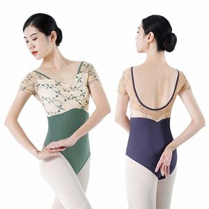 Dance Dr Suit Chinese Dance Praining Gymnastics Suit 2023 Ny kortärmad kroppsdräkt U54G#