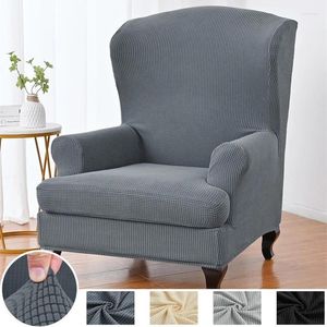 Chair Covers Polar Fleece Elastic Wing High Sloping Back Armchair Slipcovers Non-slip Sofa Cover With Seat Cushion