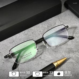 Solglasögon ramar 50 mm små ramglasögon ren titan högkvalitativ affärsmän semi-rimfri anpassad optisk recept