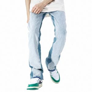 2023 Y2K Fi Wed Blue Baggy New Jeans Pants For Men Korean Clothing Straight Patchwork Hip Hop Denim Trousers Ropa Hombre c8LJ#