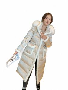 txii Fi Engrossado Luxo Mink Fur Collor Down Casaco Feminino Lg Knee Over 2023 Inverno New High end Fi t7Gv #