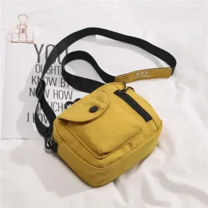 10A axelväskor 2024 Kvinnor Korea japansk stil canvas kausal liten sluttande messenger crossbody väska fyrkantig mobiltelefon