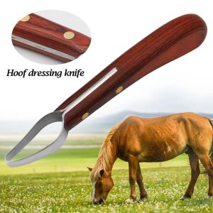 Tillbehör hästhovkniv trähandtag rostfritt stål blad dubbel kant hovkniv saft skärare mångsidig fårko häst hov 1 st