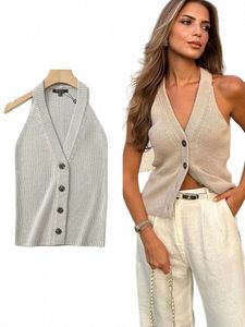 zaba kvinnors v-hals stickad väst ärm cardigan jacka fi casual strapl hals topp vintage slouchy mjuk tröja l029#