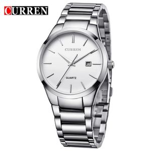 Curren Luxury Classic Fashion Business Men Watches Display Date Quartz-Watch armbandsur Rostfritt stål Male Clock Reloj HOMBRE254O