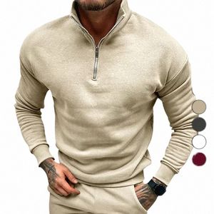 autunno caldo e spesso maglioni lavorati a maglia abbigliamento comodo mezza zip in pile cappotto invernale solido manica Lg dolcevita camicie pullover uomo 49Zl #