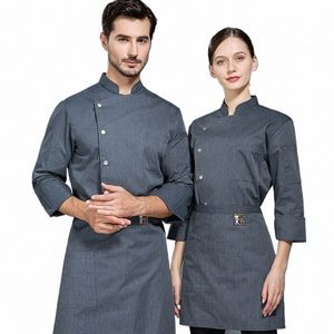 Pizza Chef Uniform Restaurant Unisex Short LG Sleeve Shirt Kitchen Baker Jacket Hat Apr Cook Work Clothes Men Women Waiter K2P8#