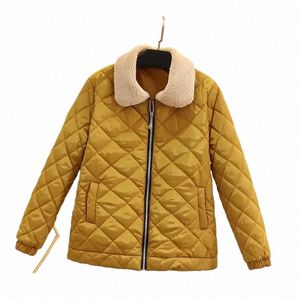 Autunno Inverno delle donne Giù Cott Giacca femminile Cappotto corto 2023 Nuovo Lmitati Agnello Pelliccia Risvolto Sottile Luce Cott Giacca imbottita 5XL 90W3 #