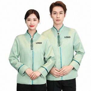 Chinês Restaurante Uniforme Mulheres Trabalho de Limpeza Hotel Recepcionista Traje Housekee Garçom Roupas Massagem Nail Cafe Outfit e35r #