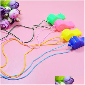 Outdoor Gadgets Manufacturers Sell Color Plastic Referee With Rope Fans Whistle Rescue Wholesale Drop Delivery Sports Outdoors Camping Otvuo