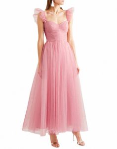 Pembe Kadınlar LG Akşam Partisi Dres Seksi Backl Tulle Ruffles Graduati Elbise Lady Elegant Resmi Düğün Nedime Dr T3EF#