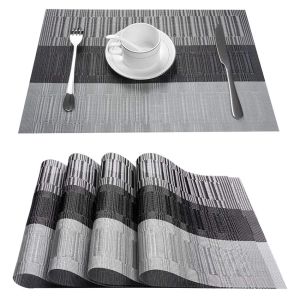 Mezarlar yemek masası için placemats pvc bambu desen masa paspasları çoklu renkler kaymaz ısıya dayanıklı yıkanabilir temizlenebilir