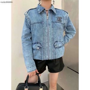 Mäns jackor CE24 Autumn/Winter Triumphal Arch broderad denim Coat Women's Snowflake Washing Craft Classic Lapel Pocket