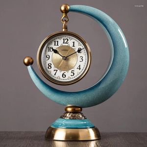Zegary stołowe spersonalizowane europejskie zegarek mechaniczny kwarc luksusowy cichy zegar siedziska wewnętrzny pulpit retro księżyc