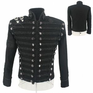 희귀 MJ Michael Jacks England Style Retro Black Militray Jacket Handmade Punk Men 외부웨어 테일러 만든 고품질 L7NO#