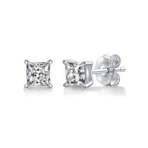 Studörhängen D Color Princess Cut Moissanite Earring S925 Sterling Sliver pläterad med 18K vita guldörhängen för kvinnor Fine Jewel275p