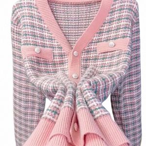 Stickad Cardigan Jacket Women Spring Autumn New 2023 LG SLEEVE V-NECK KNISTA TREATERS KVINNA ALLA MASKA LADIER ROATER G5KV#