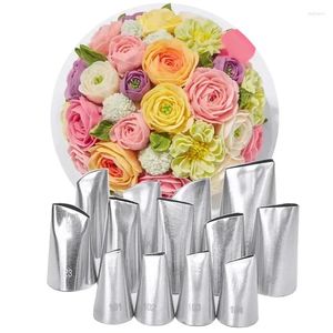 Moldes de cozimento 13 pcs rosa pétala pastelaria bicos saco para decoração de bolo cupcake creme confeiteiro dicas confeitaria flor bico