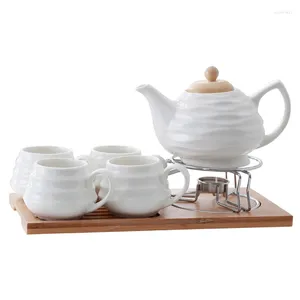 Teaware Sets Ceramic Flower Household Teapot Teacup Tray Set Can Heat Small Candles Afternoon Tea Coffee Bubble