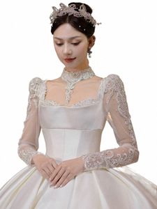 새틴 프랑스 웨딩 박사 2023 New Bridal LG Sleeve Heavy Industry High Texture Bridal Gowns e7go#